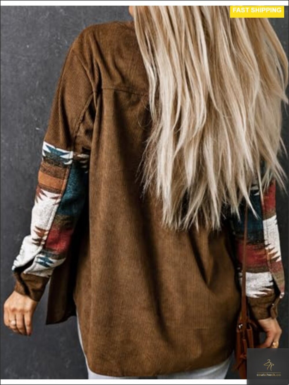Women's Corduroy Flannel Shirt Shacket Long Sleeve Button Down with Pockets - Picture 4 of 5